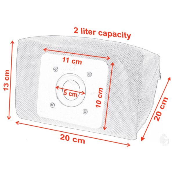 Vacuum Cleaner Dust Bag, Practical, Washable and Reusable, Connecting Size 11 cm x 10 cm, 2 L Capacity, Imported - Image 3