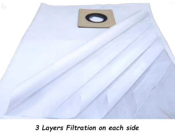 VCS Fleece Dust Bags Set Of 5 Compatible For KARCHER Wet and Dry Vacuum Cleaner NT 30/1 Tact L - Image 4