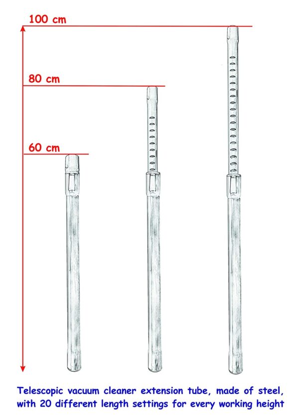 VCS, Telescopic Extension Tube, 32 mm with 20 Different Settings for Every Working Height, Stainless Steel Compatible for IBELL VC120YBPLUS - Image 5